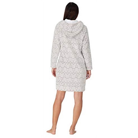 NWOT DISNEY WOMEN MICKEY FLEECE LOUNGE HOODIE in GREY - Picture 2 of 4